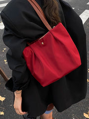 Large Red Tote Bag for Women, Spacious Shoulder Handbag for Commuting and Daily Use