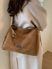 Suede Tote Bag for Women, Large Capacity Shoulder Bag for Commuting