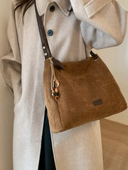 Suede Tote Bag for Women, Large Capacity Shoulder Bag for Commuting