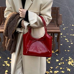 Large Red Tote Bag for Women, Spacious Shoulder Handbag for Daily Use and Special Occasions