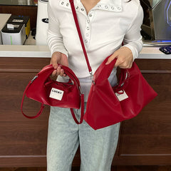 Red Shoulder Crossbody Bag for Women, Textured One-Shoulder Handbag