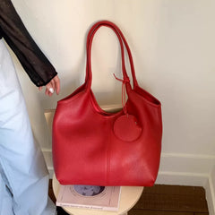Red Large Capacity Tote Bag for Women, Portable Shoulder Handbag