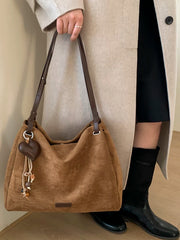 Suede Tote Bag for Women, Large Capacity Shoulder Bag for Commuting