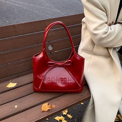 Large Red Tote Bag for Women, Spacious Shoulder Handbag for Daily Use and Special Occasions