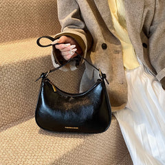 Black Dumpling Shoulder Bag for Women, Underarm Crossbody Handbag