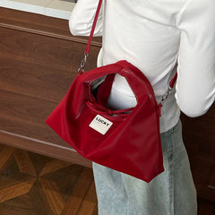 Red Shoulder Crossbody Bag for Women, Textured One-Shoulder Handbag