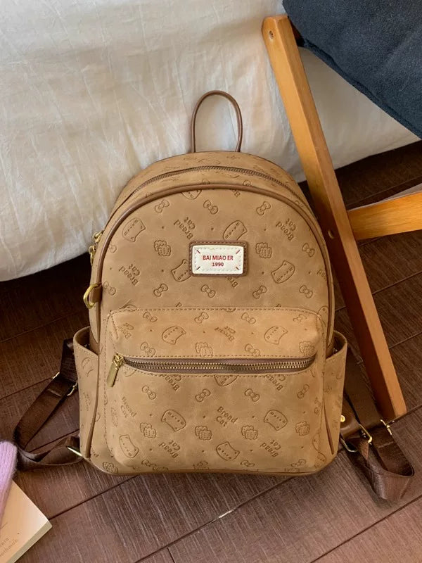 Cartoon Print Backpack for Women, Large Capacity Leisure Travel Backpack