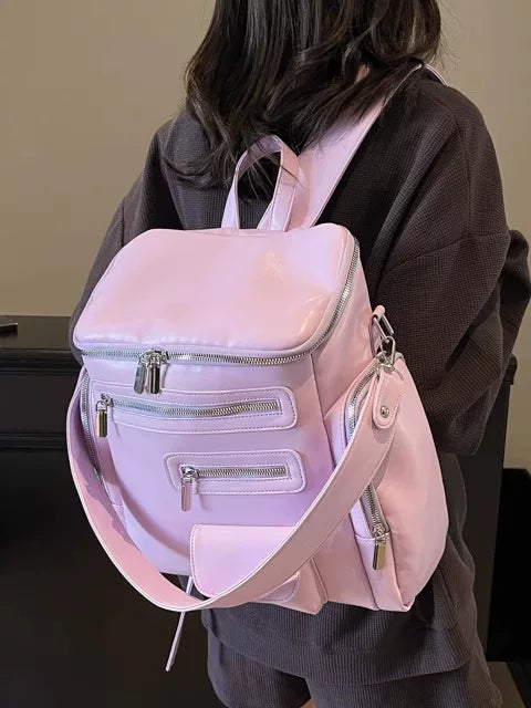 White Large Capacity Travel Backpack for Women, Oversized School Bag