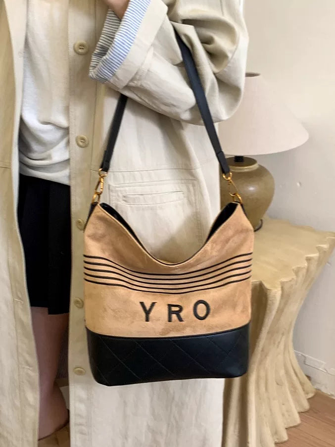 Large Capacity Suede Bucket Bag for Women, Single Shoulder Crossbody Work Commuter Handbag