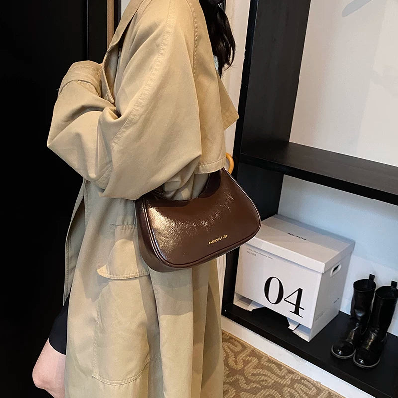 Black Dumpling Shoulder Bag for Women, Underarm Crossbody Handbag