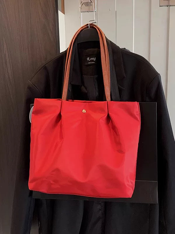 Large Red Tote Bag for Women, Spacious Shoulder Handbag for Commuting and Daily Use