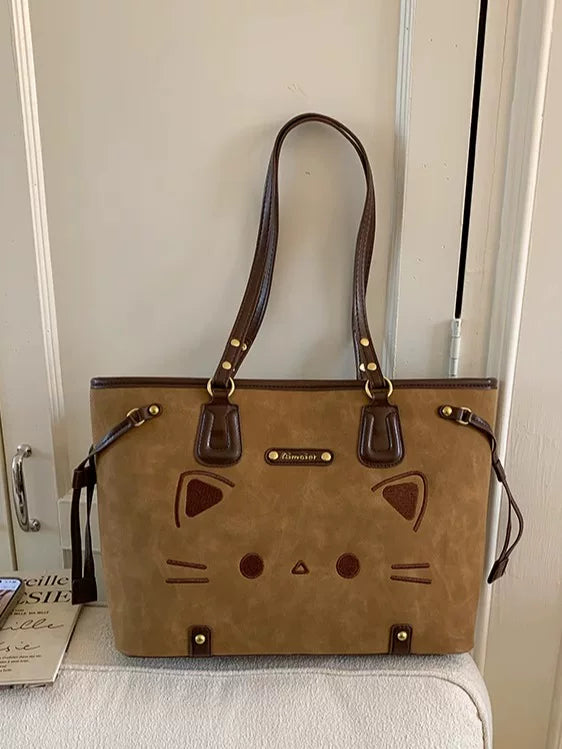 Cat Print Tote Bag for Women, Large Capacity Shoulder Bag