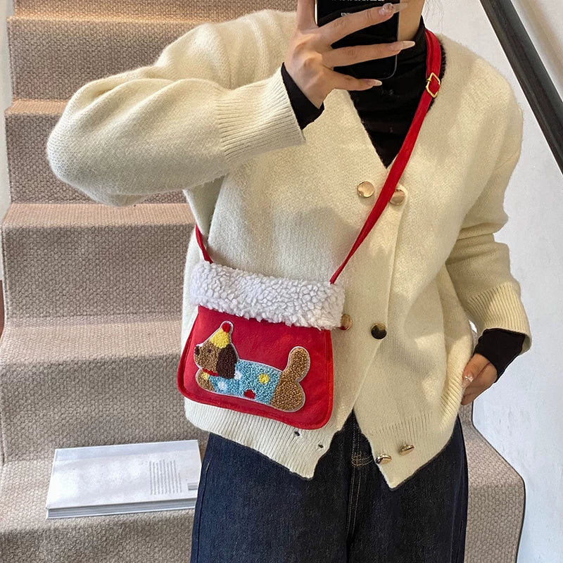 Small Puppy Print Underarm Crossbody Bag for Women, Shoulder Handbag