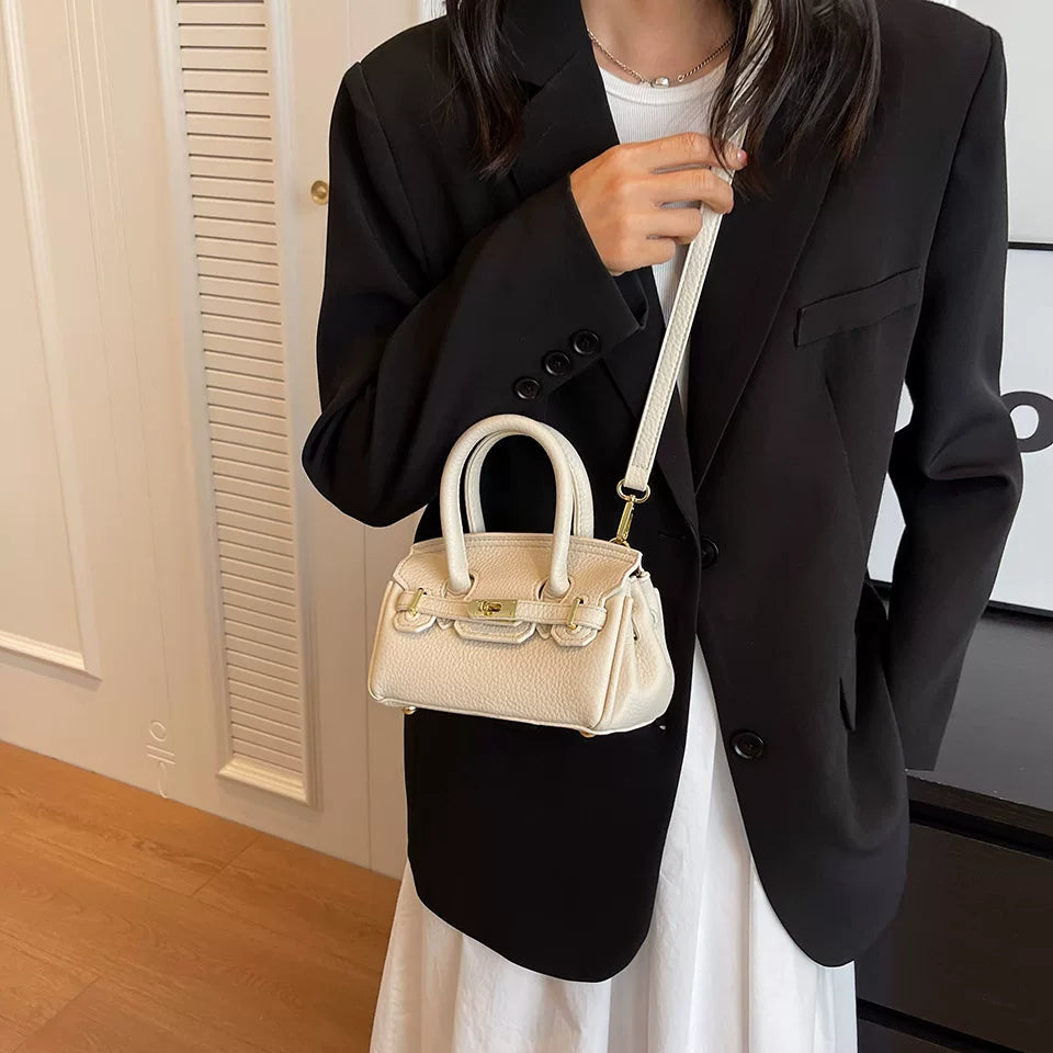 Pink Kelly Style Crossbody Bag for Women, Structured Shoulder Commuter Purse, Small Elegant Handbag