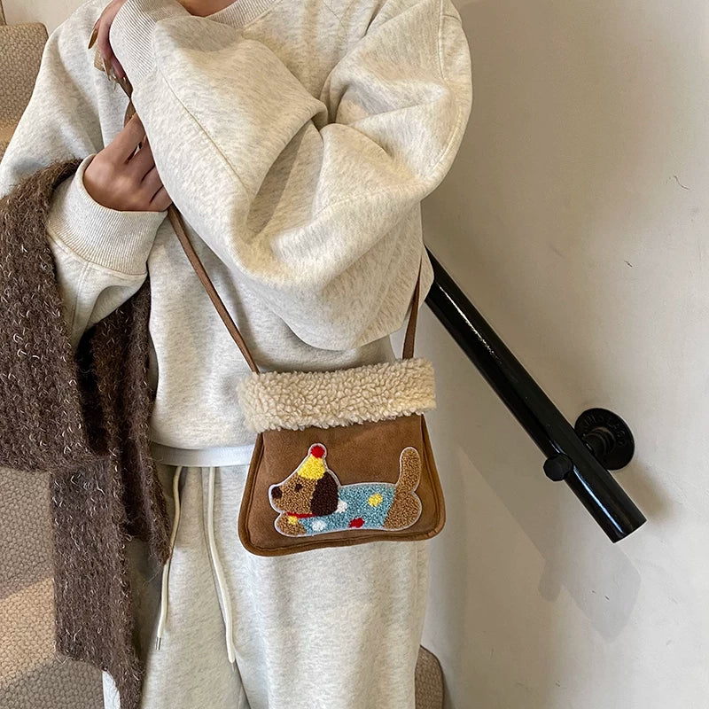 Small Puppy Print Underarm Crossbody Bag for Women, Shoulder Handbag