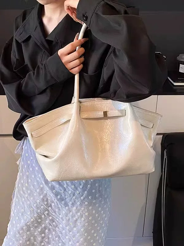 High-End Bags For Women, Popular New 2025 Fashionable Portable Shoulder Bags, Women'S Large-Capacity Waxed Leather Tote Bags