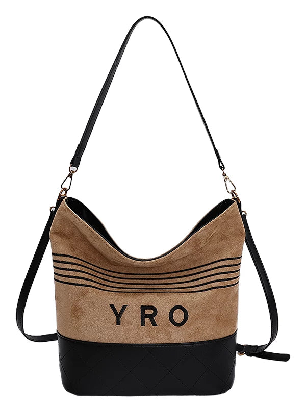 Large Capacity Suede Bucket Bag for Women, Single Shoulder Crossbody Work Commuter Handbag