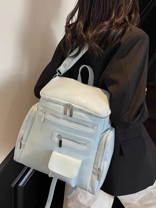 White Large Capacity Travel Backpack for Women, Oversized School Bag