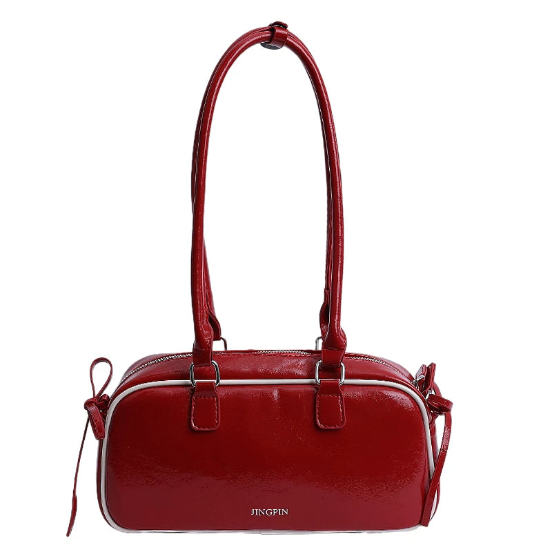 Large Red Shoulder Bag for Women, Multifunctional Underarm Handbag for Commuting