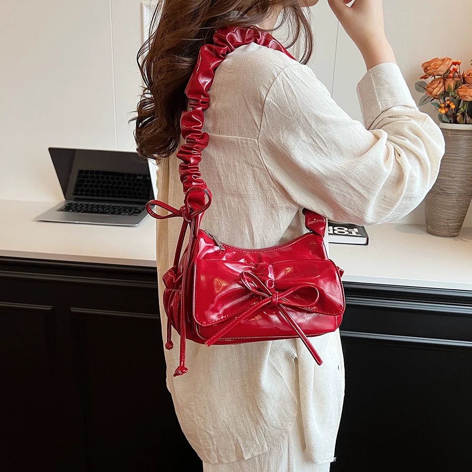 Silver Baguette Shoulder Bag for Women, Small Crossbody Handbag