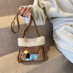 Small Puppy Print Underarm Crossbody Bag for Women, Shoulder Handbag