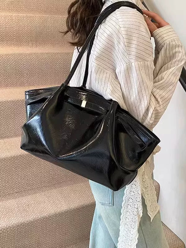 High-End Bags For Women, Popular New 2025 Fashionable Portable Shoulder Bags, Women'S Large-Capacity Waxed Leather Tote Bags