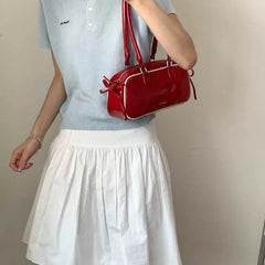 Large Red Shoulder Bag for Women, Multifunctional Underarm Handbag for Commuting