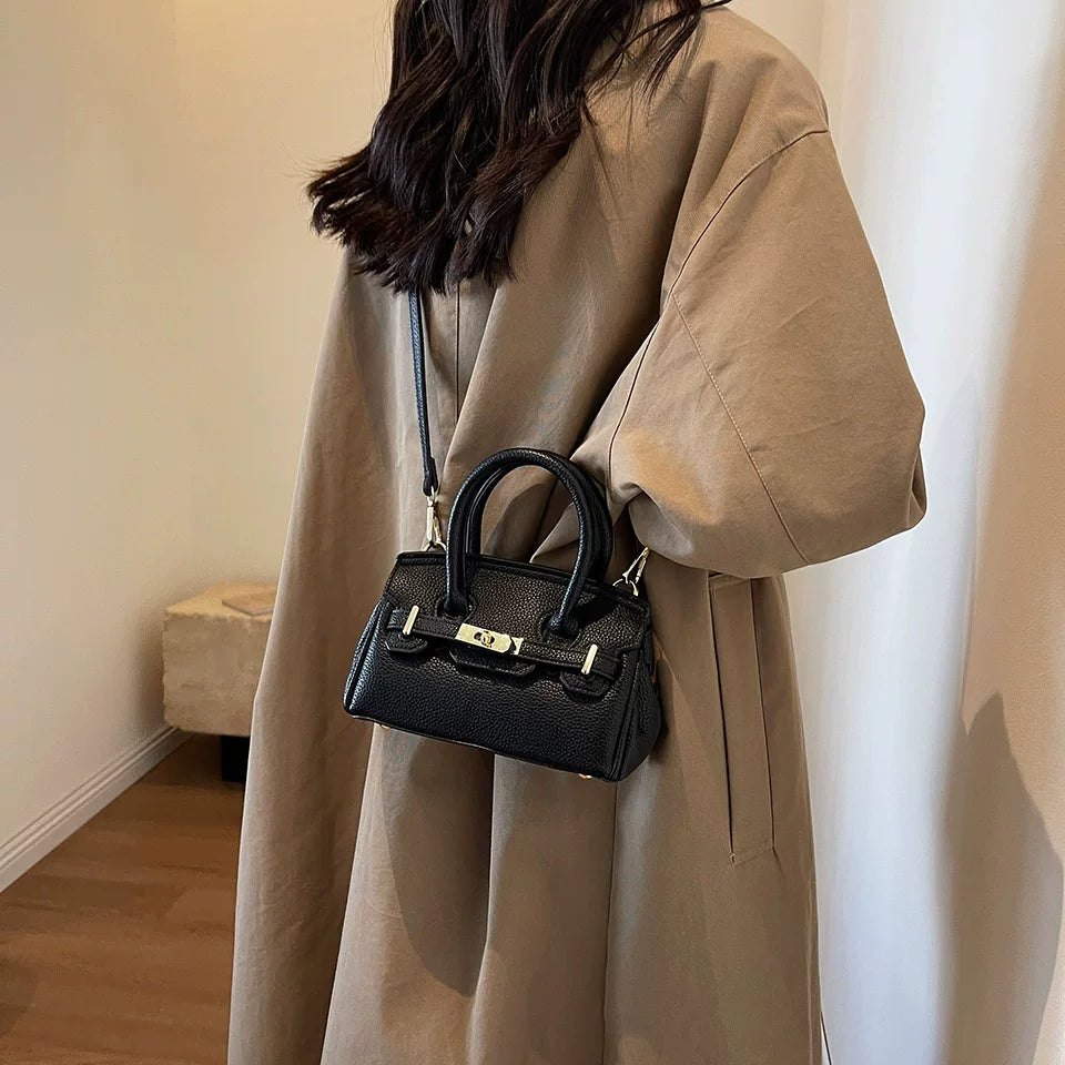 Pink Kelly Style Crossbody Bag for Women, Structured Shoulder Commuter Purse, Small Elegant Handbag