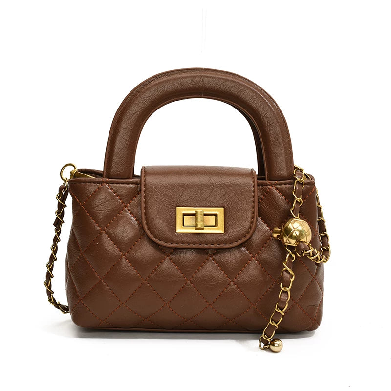 Red Diamond Quilted Small Square Crossbody Bag for Women, Casual Shoulder Handbag