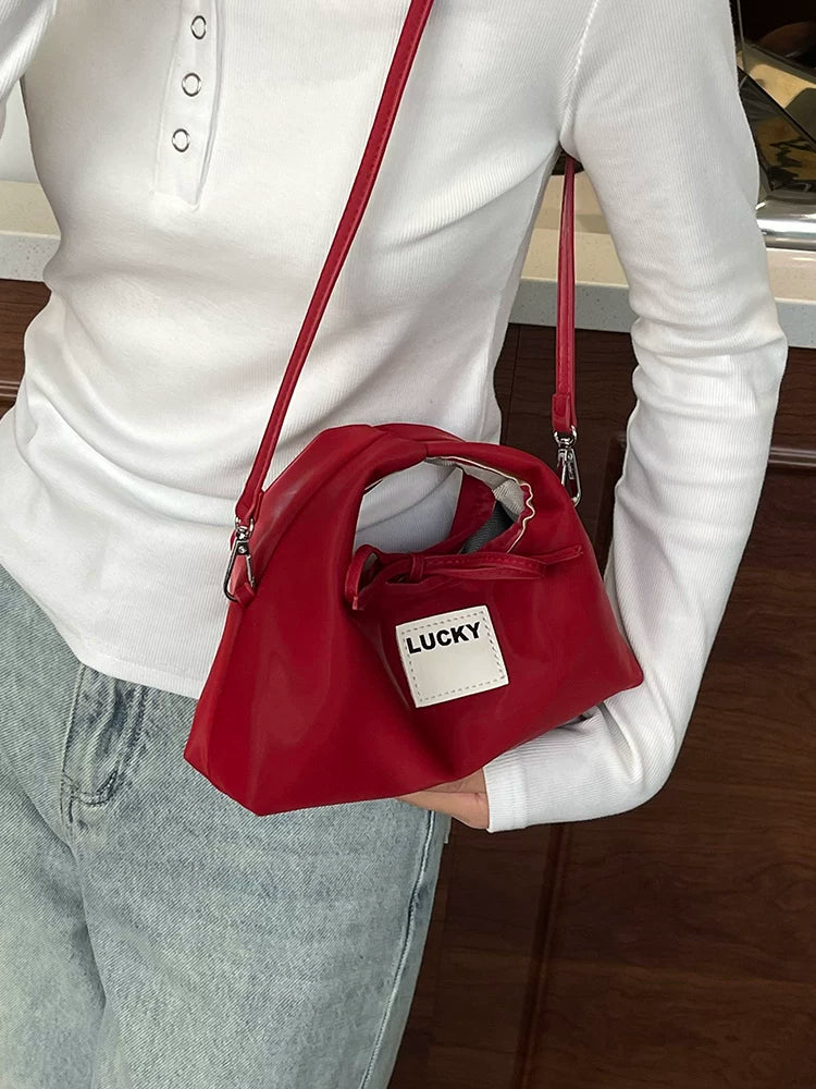 Red Shoulder Crossbody Bag for Women, Textured One-Shoulder Handbag