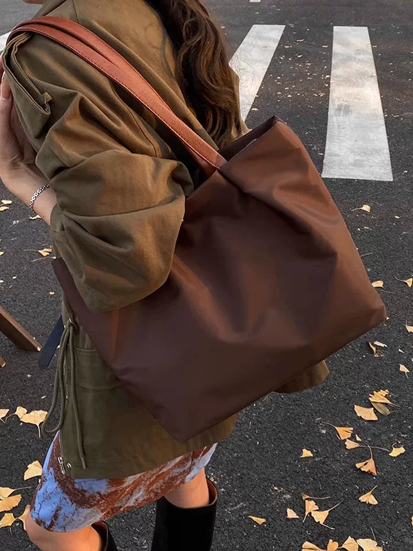 Large Red Tote Bag for Women, Spacious Shoulder Handbag for Commuting and Daily Use