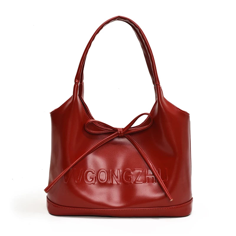 Large Red Tote Bag for Women, Spacious Shoulder Handbag for Daily Use and Special Occasions