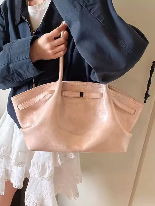 High-End Bags For Women, Popular New 2025 Fashionable Portable Shoulder Bags, Women'S Large-Capacity Waxed Leather Tote Bags