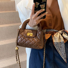 Red Diamond Quilted Small Square Crossbody Bag for Women, Casual Shoulder Handbag