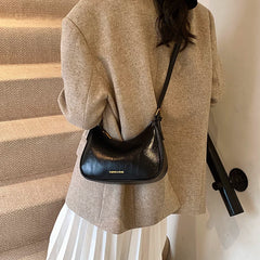 Black Dumpling Shoulder Bag for Women, Underarm Crossbody Handbag