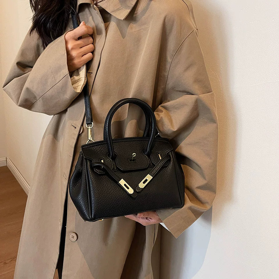 Pink Kelly Style Crossbody Bag for Women, Structured Shoulder Commuter Purse, Small Elegant Handbag