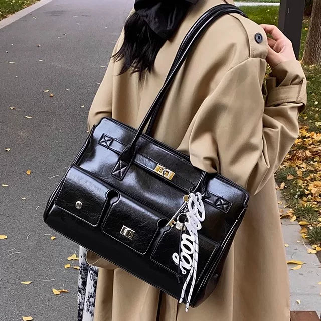 Large Capacity Briefcase Shoulder Bag for Women, Work Handbag