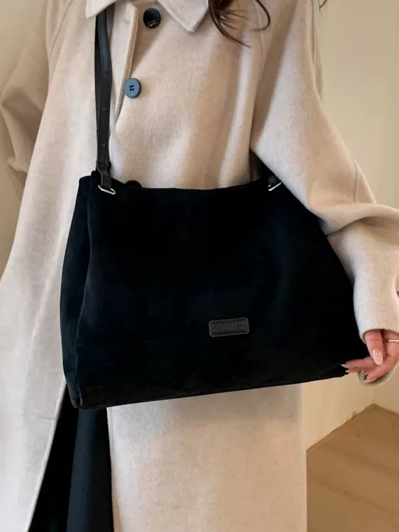 Suede Tote Bag for Women, Large Capacity Shoulder Bag for Commuting
