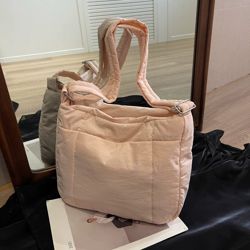 Large Capacity Puffer Tote Bag for Women, Versatile Shoulder Handheld Carry Bag