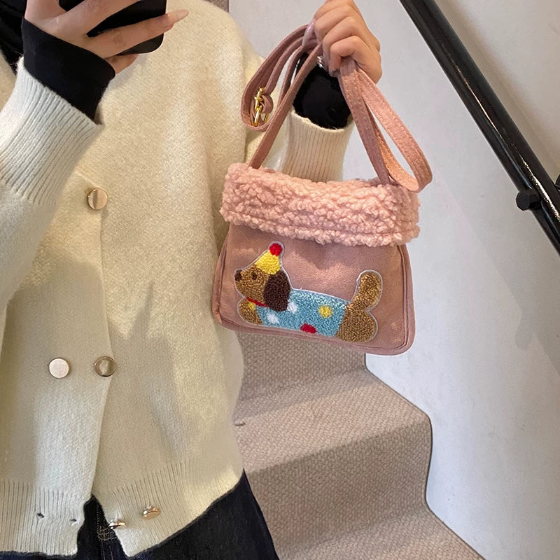 Small Puppy Print Underarm Crossbody Bag for Women, Shoulder Handbag