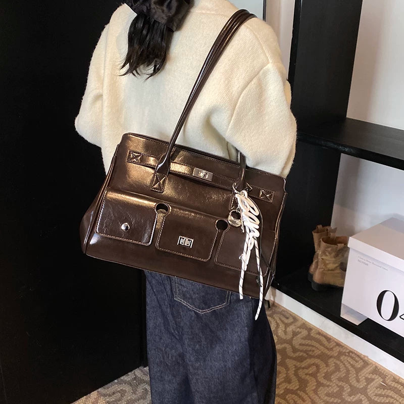 Large Capacity Briefcase Shoulder Bag for Women, Work Handbag