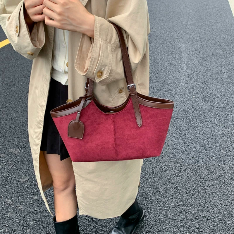 Large Capacity Underarm Shoulder Bag for Women, Retro Style Portable Commuter Handbag