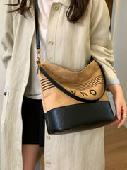 Large Capacity Suede Bucket Bag for Women, Single Shoulder Crossbody Work Commuter Handbag