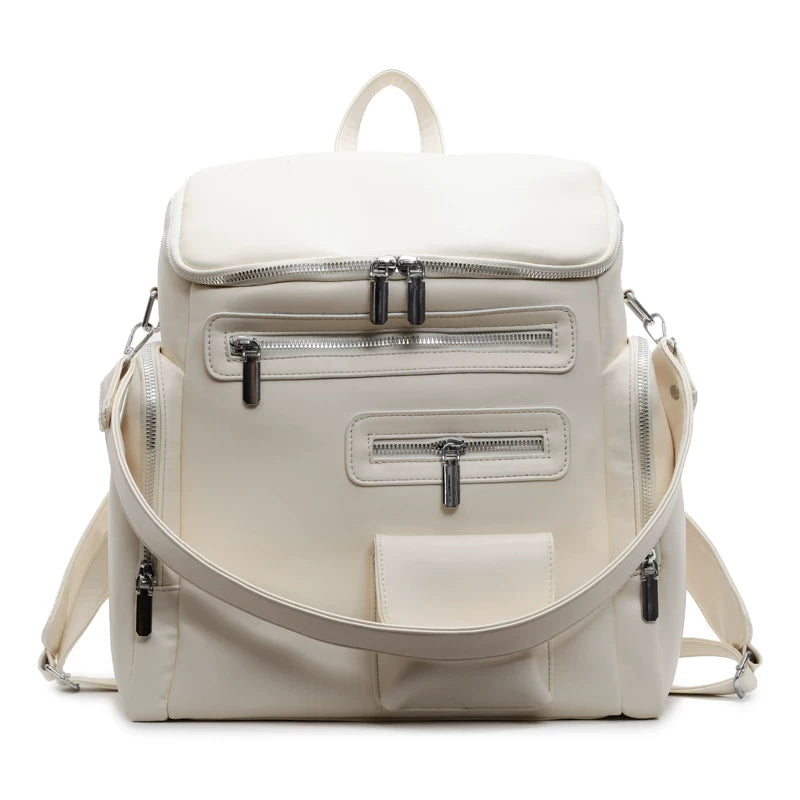 White Large Capacity Travel Backpack for Women, Oversized School Bag
