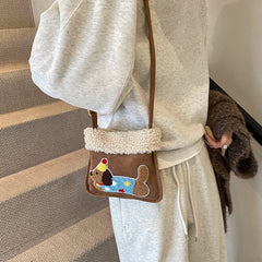 Small Puppy Print Underarm Crossbody Bag for Women, Shoulder Handbag