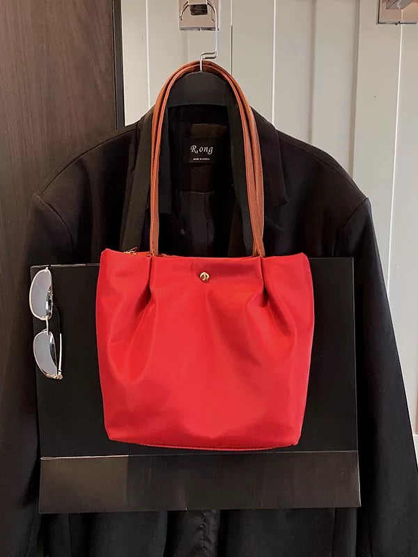 Large Red Tote Bag for Women, Spacious Shoulder Handbag for Commuting and Daily Use