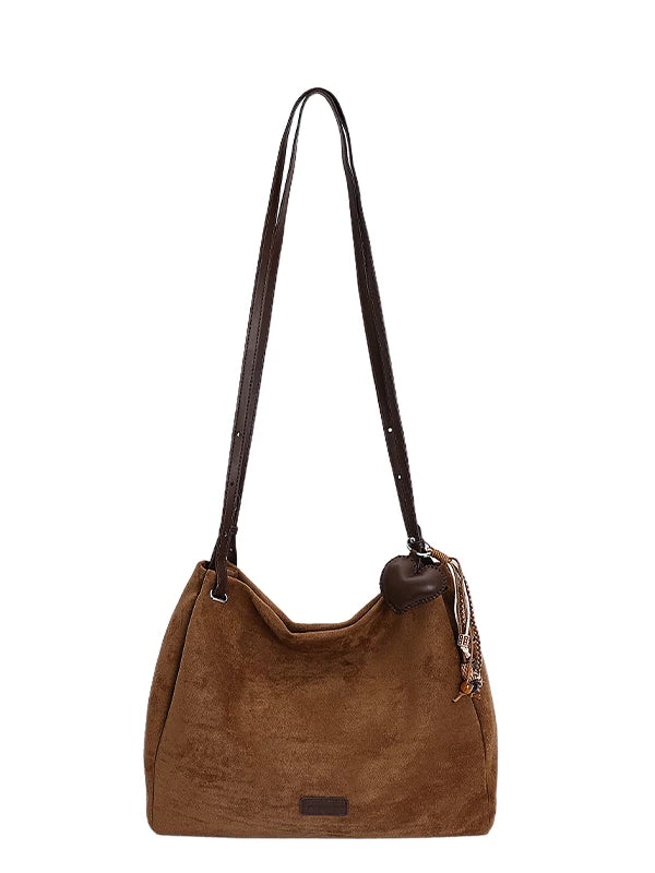 Suede Tote Bag for Women, Large Capacity Shoulder Bag for Commuting