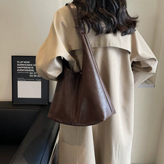 Large Capacity Brown Crossbody Tote Bag for Women, Korean Style Work Commuter Underarm Shoulder Bag