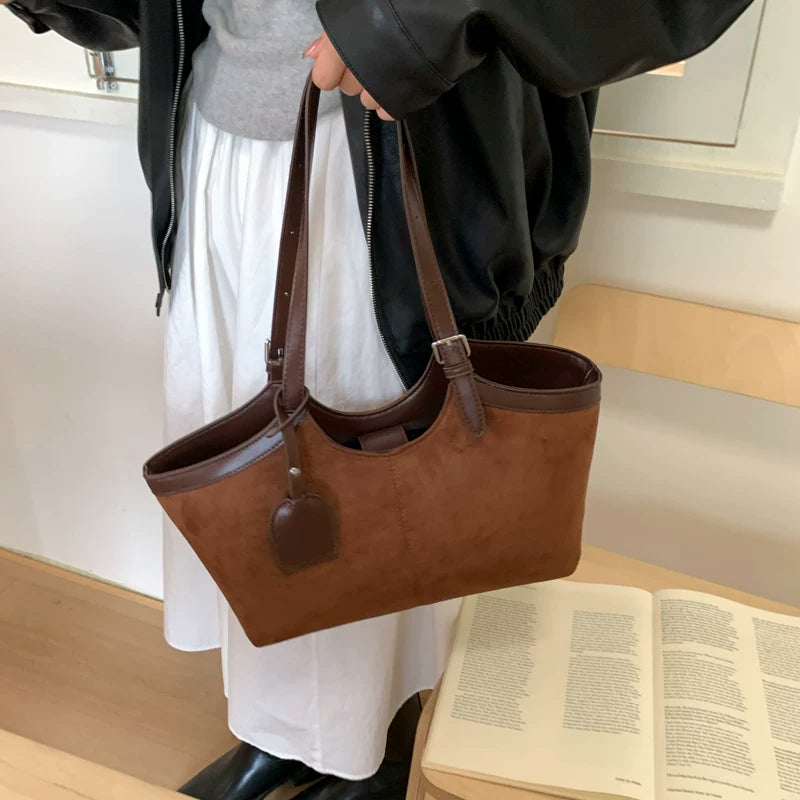 Large Capacity Underarm Shoulder Bag for Women, Retro Style Portable Commuter Handbag