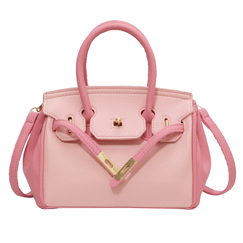 Pink Kelly Style Crossbody Bag for Women, Structured Shoulder Commuter Purse, Small Elegant Handbag
